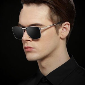 Men's Polarized Square Sunglasses — Metal Frame Vintage Style